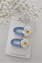 Girl's Hand-Knitted Daisy Figured Snap Buckle Set of 2 – 7 cm Large Size – for Ages Above 3 – Indigo - 3