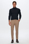 Slim Fit Navy Blue Ribbed Cotton Blend Half Fisherman Slim Fit Body-Hugging Knit Sweater - 4