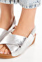 Inside and Outside 100% Genuine Leather Orthopedic Sole Silver Color Women's Sandals - 3