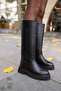 Zelly Women's Black Real Leather Eva Sole Boots