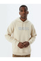 Hooded Sweatshirt with Slogan Print, Kangaroo Pocket Detail, and Embossed Cotton Blend