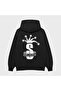 Unisex S Harf Clown Printed Black Oversize Sweatshirt Hoodie - 2