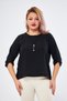 Stylish Large Size Blouse with Snap Detailed Necklace