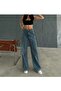 Emma 90's Mid Blue Snow Lycra Super High Waist Loose Leg Jeans Palazzo Pants - 6