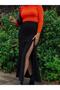 Women's Deep Slit Midi Skirt - 2