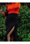 Women's Deep Slit Midi Skirt - 6