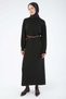 Black-Belted Slim Knitwear Dress - 2