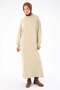 Cream-colored belted thin knit dress - 5