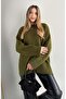 Women's Crew Neck Oversize Khaki Knitwear Sweater