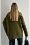 Women's Crew Neck Oversize Khaki Knitwear Sweater - 4