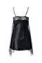 Black Satin and Tulle Detailed Nightgown Lace Neck with Adjustable Straps - 3
