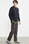 Buttoned Patterned Combination Pajama Set - Brown - 5