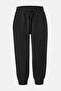 Women Pull On Plain Cropped Sports Trouser, Black - 3