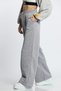 Gray Women's Waist Lace-up Three Thread Ribbed Wide Leg Palazzo Bottom Tracksuit - 4