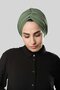 Oil Green Draped Casual Hijab Bonnet Sandy Gathered 2315_36 - 3