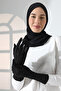 Embroidered Women's Hijab Gloves Black - 7