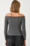 Women's Anthracite Gathered Collar Crop Knitted Blouse 60261062 - 5