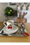 6 Pcs Coffee & Tea & Presentation Tray Metal Cast Silver Tray with Cherry Accessories