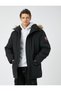 Hooded Anorak with Faux Fur Detail and Zipper with Label Print - 2