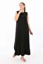 Black Cotton Crew Neck Sleeveless Underwear Dress - 3