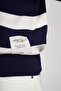 Trend We Half Zipper Stand Collar Striped Oversize Fit Knitwear Sweater - 3
