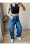 Belt Buckle Detail Baggy Jean |   Dark Blue