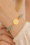 Women's Steel Bracelet - Steel Lacquer-Coated Bracelet with Turquoise Stones, Name or Letter Can Be Engraved - 2