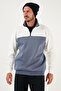 Regular Fit Zippered Stand-Up Collar with Furry Soft Raised Winter Sweat Men's Sweat 5905343