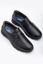 Black Genuine Leather Winter Non-Slip Sole Comfortable Orthopedic Heel Gel Men's Dad Shoes