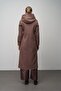Hooded Snap Closure Wool Blend Long Hat Melanj Brown 6631 - 8