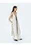 Linen Blended Front Tie Detailed Long Sleeveless Vest - 2