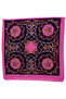 Geometric Floral Patterned Square Cut Satin Pink Scarf - 90X90 - 5