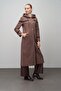 Hooded Snap Closure Wool Blend Long Hat Melanj Brown 6631 - 7