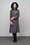Furry Hooded Waist Drawstring Wool Blended Cap Grey 6633 - 3