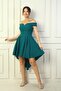 Women's Madonna Neck Front Short Back Long Lined Flared Crepe Short Dress - 3