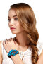 Blue Stone Cast Metal Handcuff Model Women's Bracelet - 2