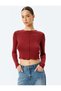 Viscose Stitching Detail Long Sleeve Crew Neck T-Shirt - 2