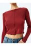 Viscose Stitching Detail Long Sleeve Crew Neck T-Shirt - 5