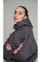 Women's Oversize Sweatshirt Hoodie Basic Smoked – Hooded, Kangaroo Pocket, 3 Thread Ribbed - 4