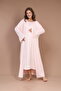 Women's Ecru Flounced Special Design Full Length 100% Cotton Maternity Nightgown Set of 2 - 3