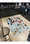 Barcelona Collection Abstract Square Geometric Pattern in Blue Tones Modern Decorative Carpet 59 - 3