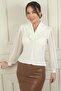 Women's V-Neck Front Rose Detailed Blouse
