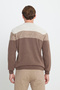 Men's Beige-Brown Warm Colorblock Patterned Knitwear Sweater Standard Fit Crew Neck - 5