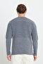 Men's Anthracite-melange Standard Fit Normal Cut Crew Neck Knitwear Sweater - 5