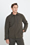 Men's Khaki Water Repellent Standard Fit Regular Fit Pocket Shirt Collar Coat - 3