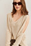 Women's Stone V-neck Shoulder Decollete Casual Knitwear Blouse BLZ-19002191 - 5