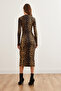 Women's Beige Brown Crew Neck Maxi Leopard Dresselb- 19002308 - 6