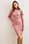 Women's Dusty Rose Half Fisherman Princess Sleeve Raster Mini Dresselb- 19002006 - 3