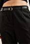 Women's Black Belted Polyviscon Carrot Trousers with Pocketspnt-19000306 - 6
