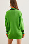 Women's Pistachio Green Neckline and Cuff Detail Knitwear Tunic Dresselb- 19001992 - 6
